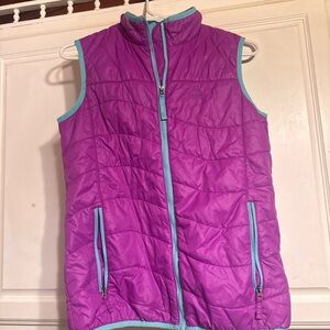 L.L. Bean Purple Quilted Vest with Blue Trim girls size XL 18